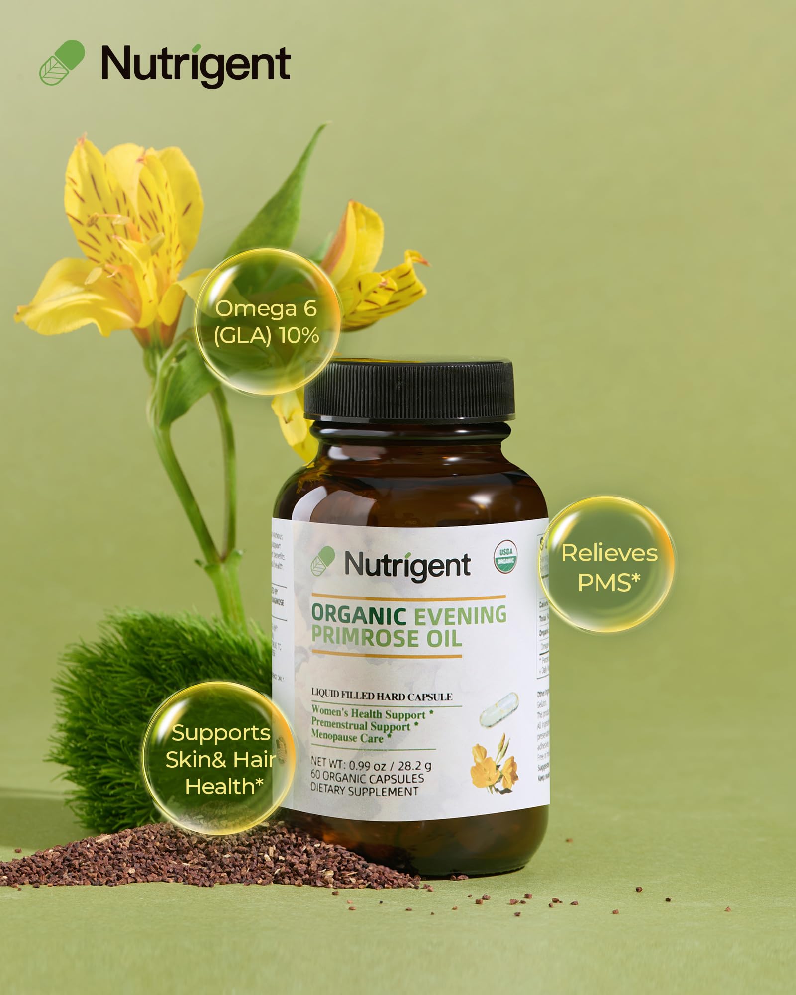 Nutrigent detalle de cápsula líquida que destaca su textura y absorción