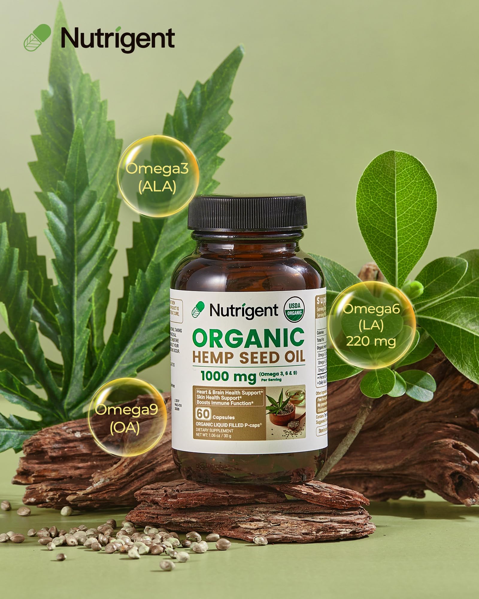 Nutrigent cápsulas líquidas en primer plano, fácil de tragar