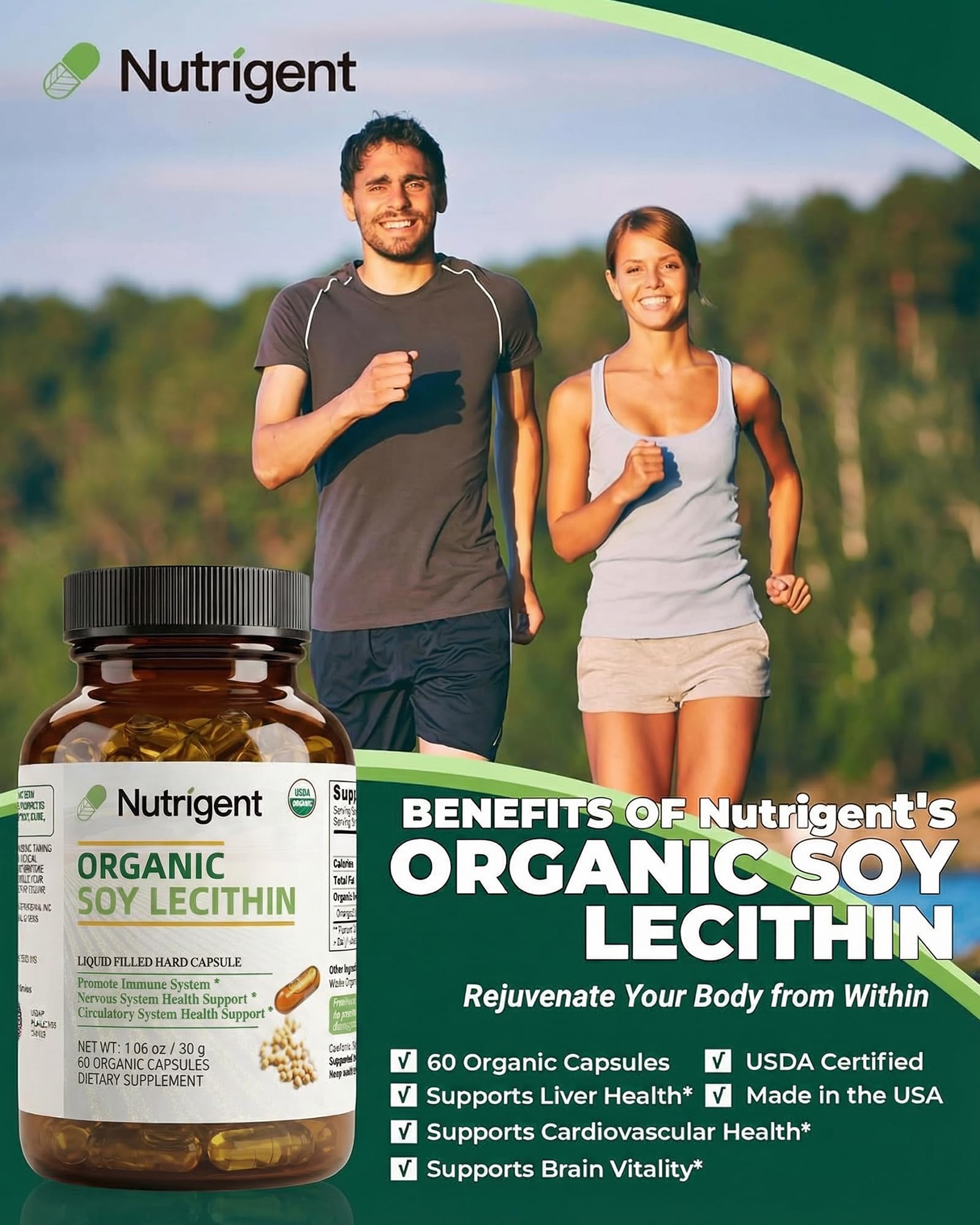 Nutrigent etiqueta con ingredientes y certificación orgánica visible