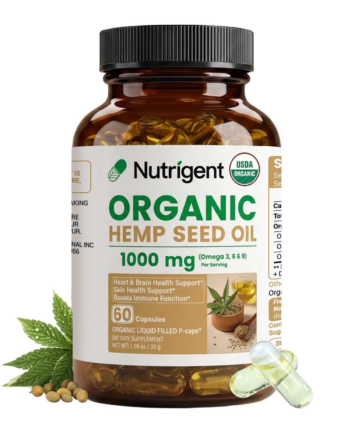 Nutrigent envase frontal mostrando la marca y beneficios orgánicos