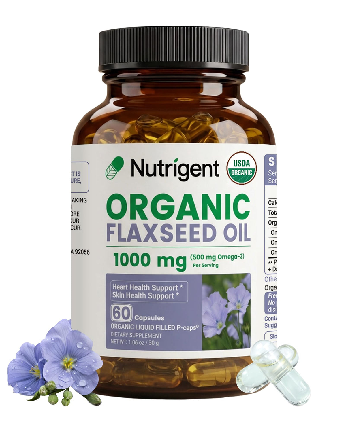 Nutrigent frente del empaque mostrando tamaño y beneficio orgánico