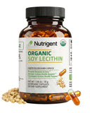 Nutrigent envase frontal de lecitina orgánica mostrando sello USDA y 60 cápsulas