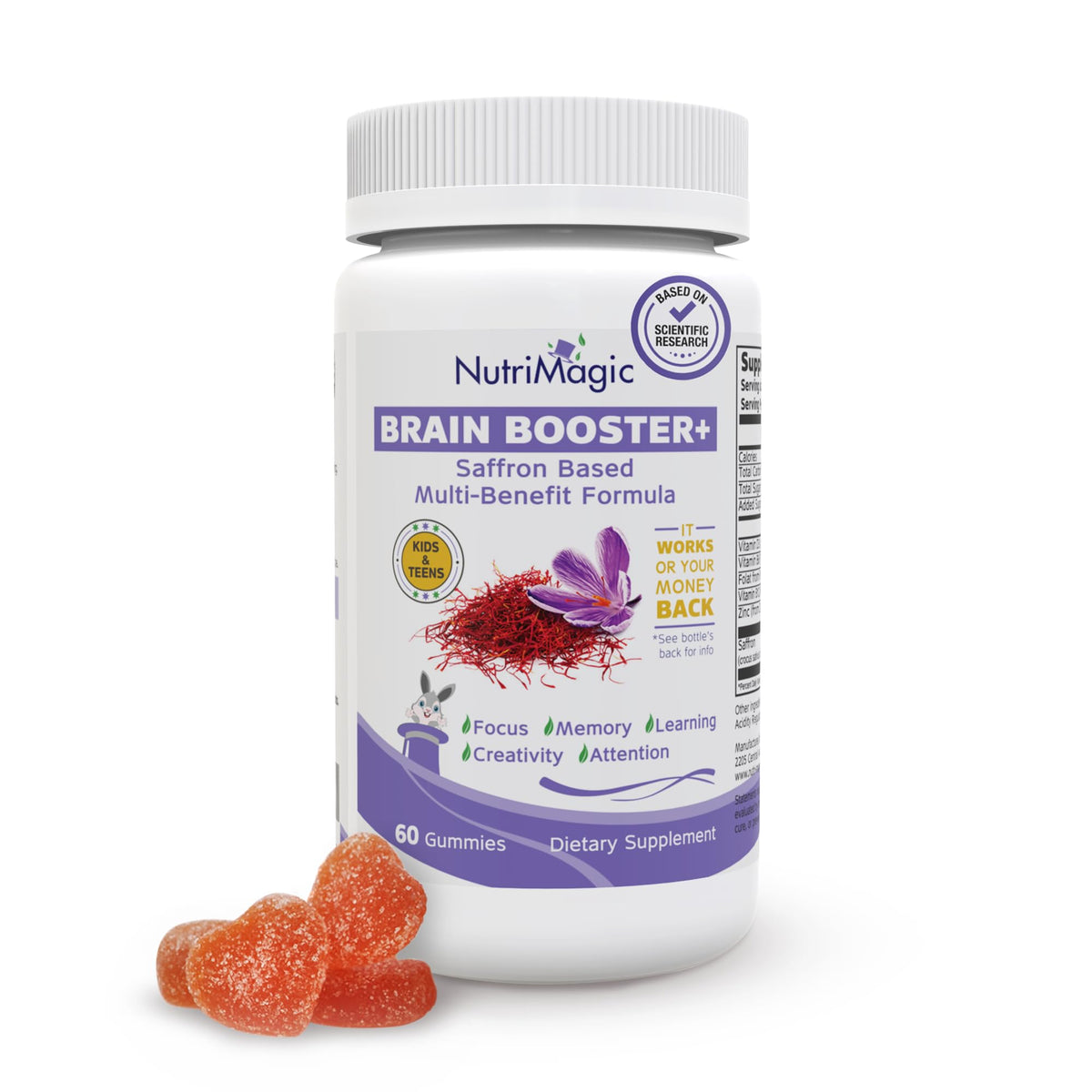 NutriMagic frasco frontal mostrando gominolas y beneficios
