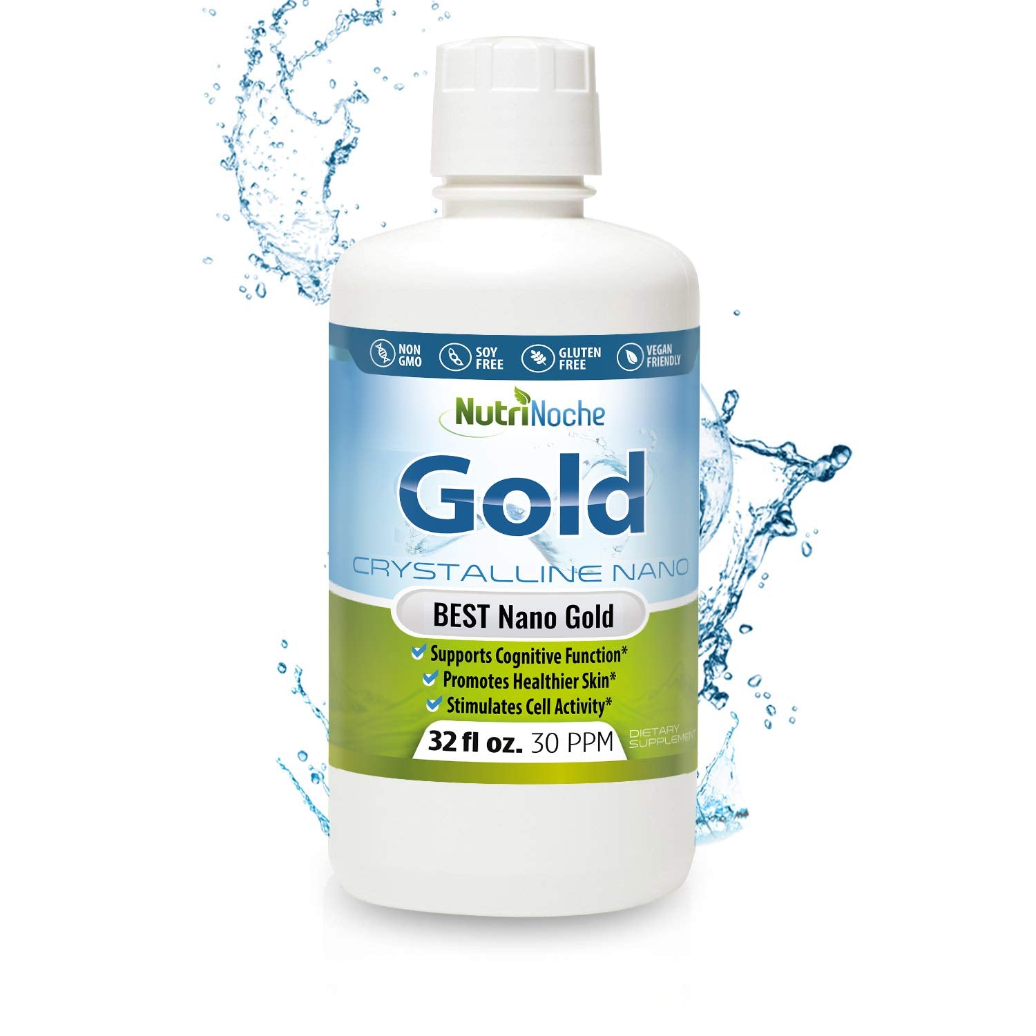 NutriNoche botella frontal 32 oz mostrando etiqueta y formato, beneficio claridad
