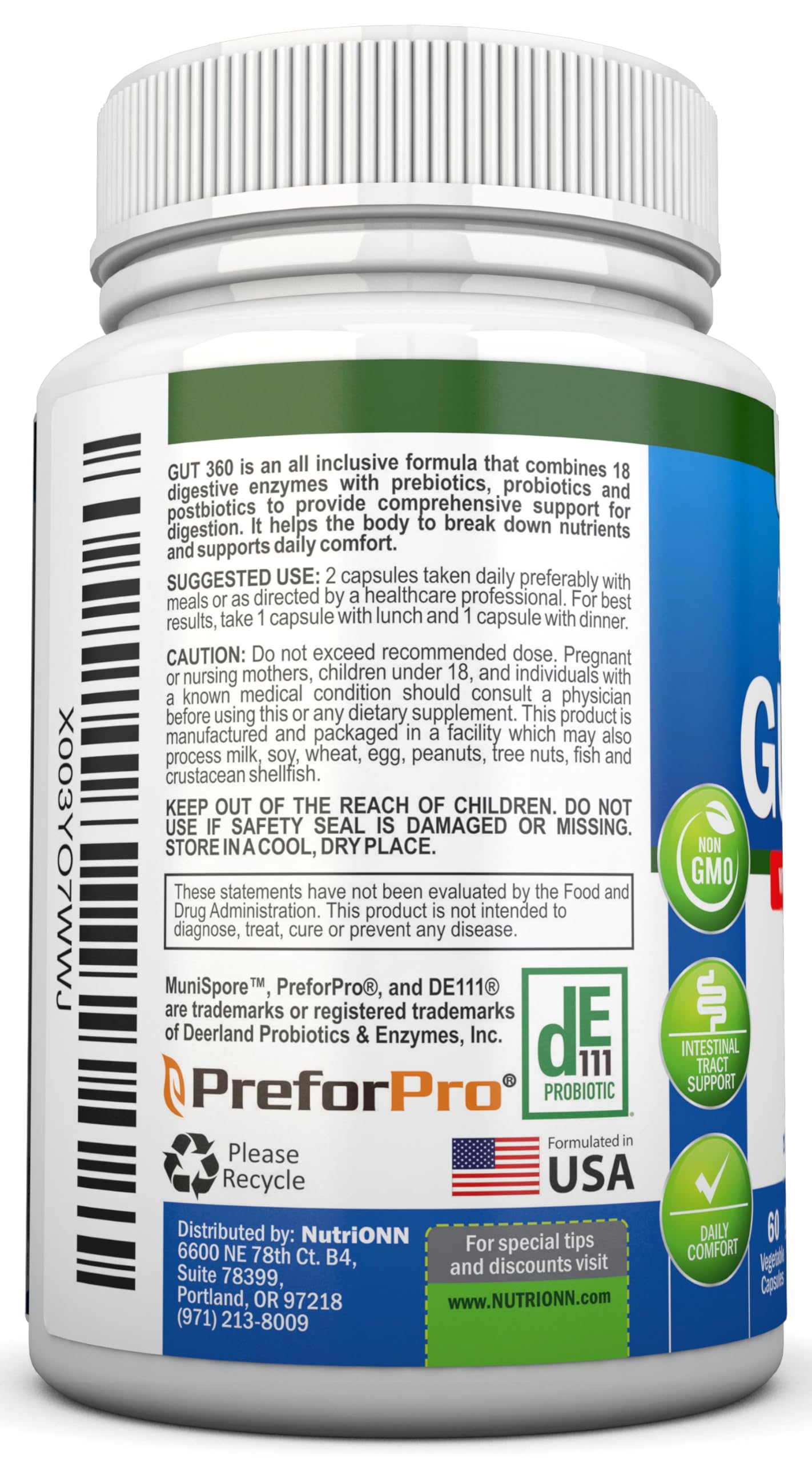NutriONN detalle de polvo/enzimas dentro de la cápsula para calidad