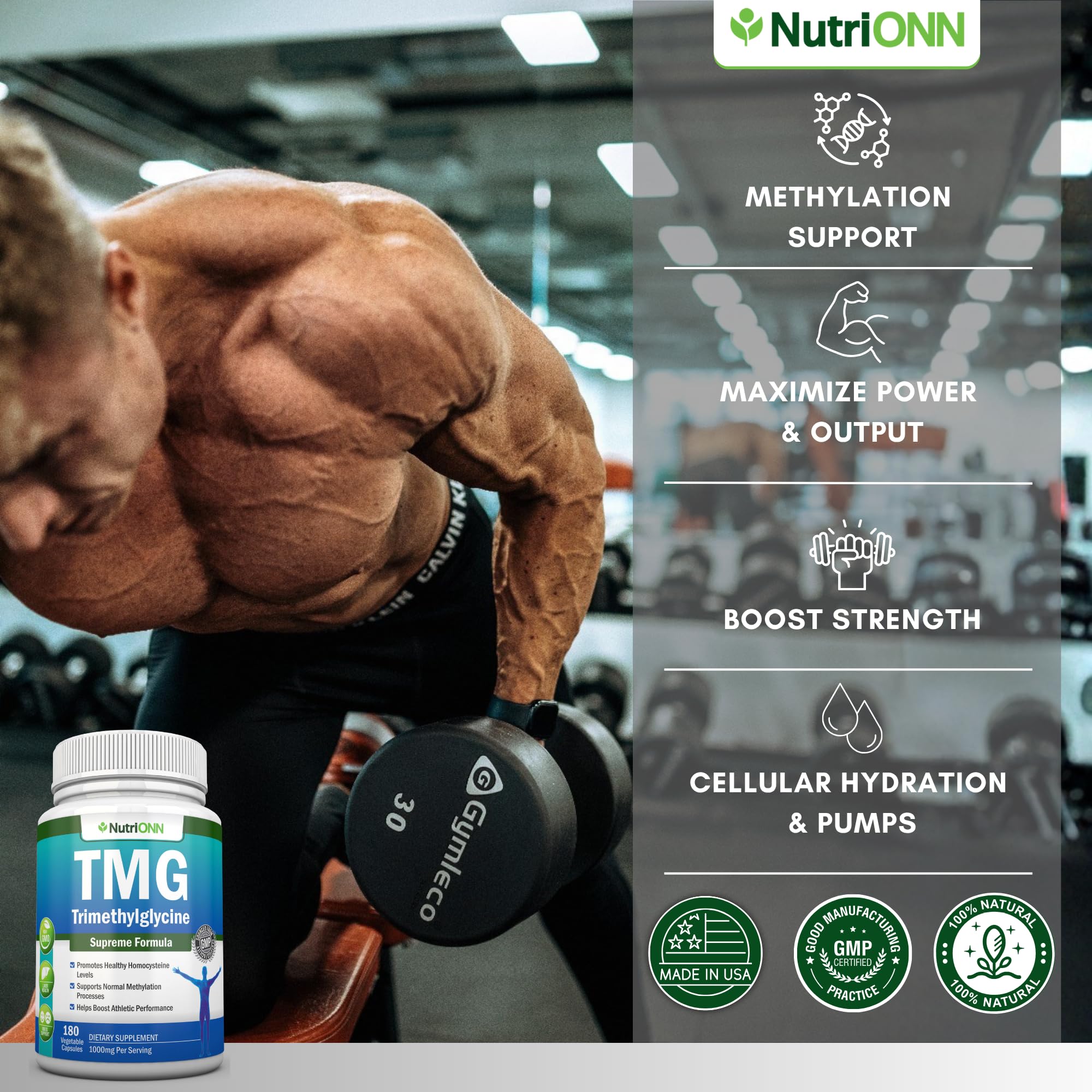 Etiqueta NutriONN TMG con información nutricional y dosificación, facilita uso seguro