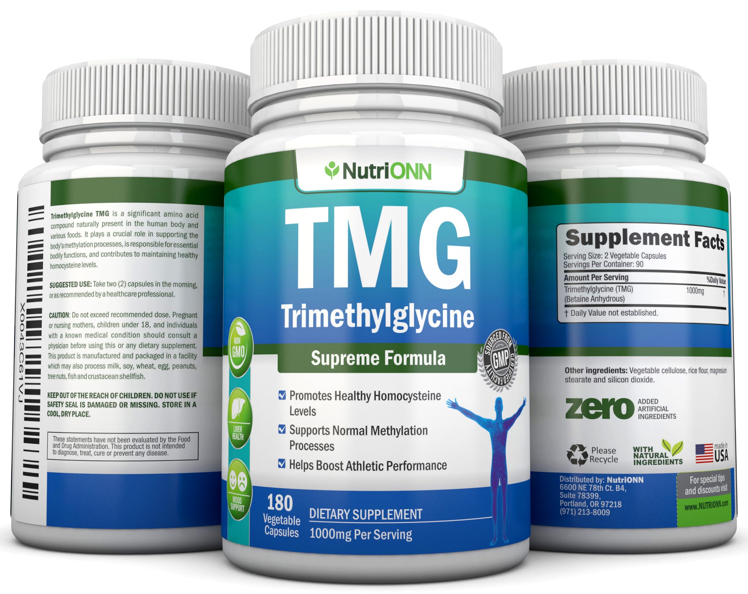 Bote NutriONN TMG en mesa con elementos saludables, transmite integración en estilo de vida