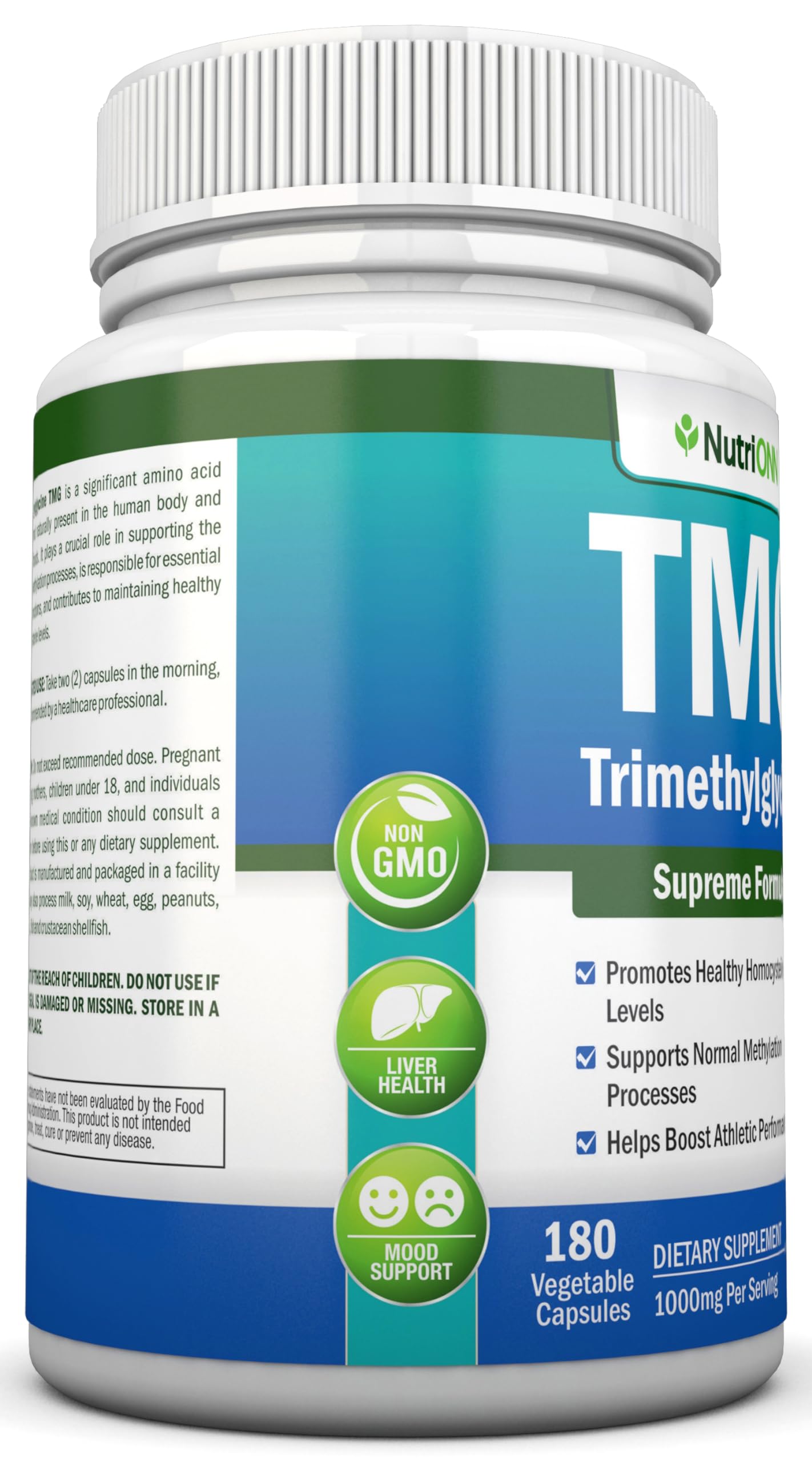 Comparación de tamaño del bote NutriONN TMG con objetos cotidianos, ayuda a medir cantidad