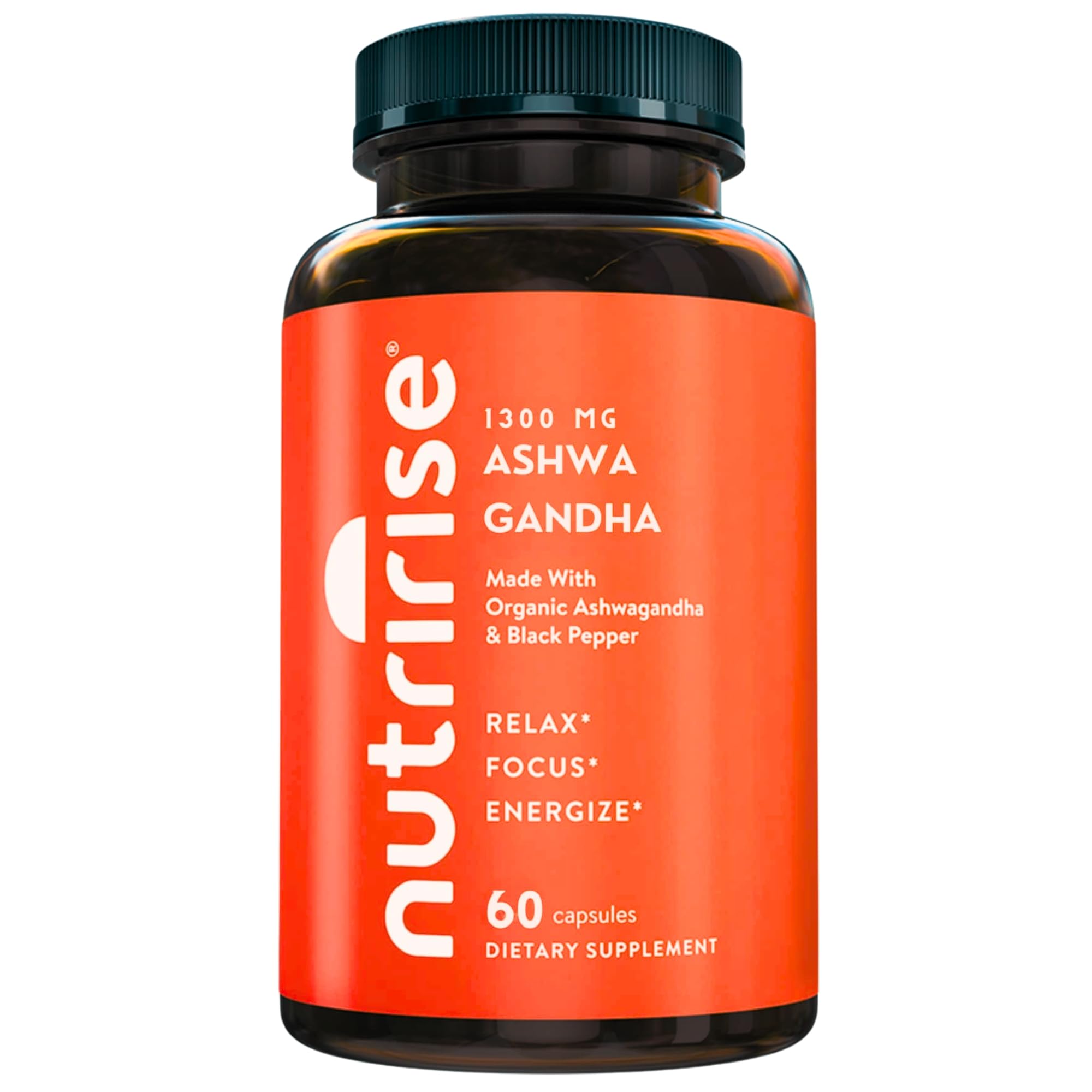 NutriRise frasco frontal mostrando etiqueta clara y beneficios