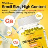 Nutrisnaps etiqueta de ingredientes destacando calcio 1200 mg y vitaminas D3 K2