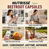 Nutrisse Organic cápsula junto a botella de agua, ideal para llevar