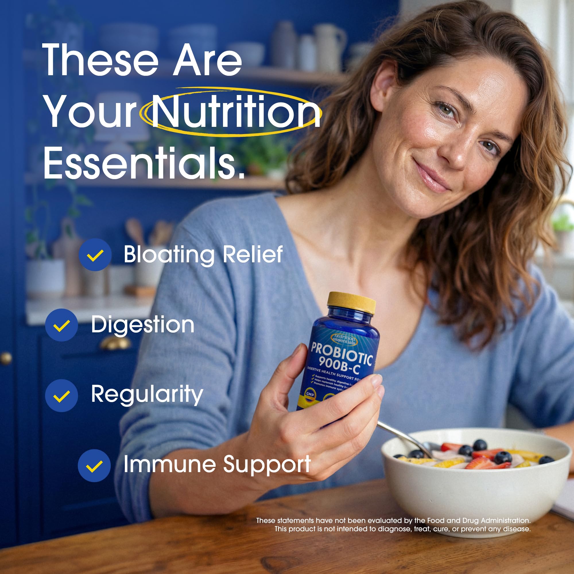 Nutrition Essentials suplemento en mesa de desayuno para uso diario