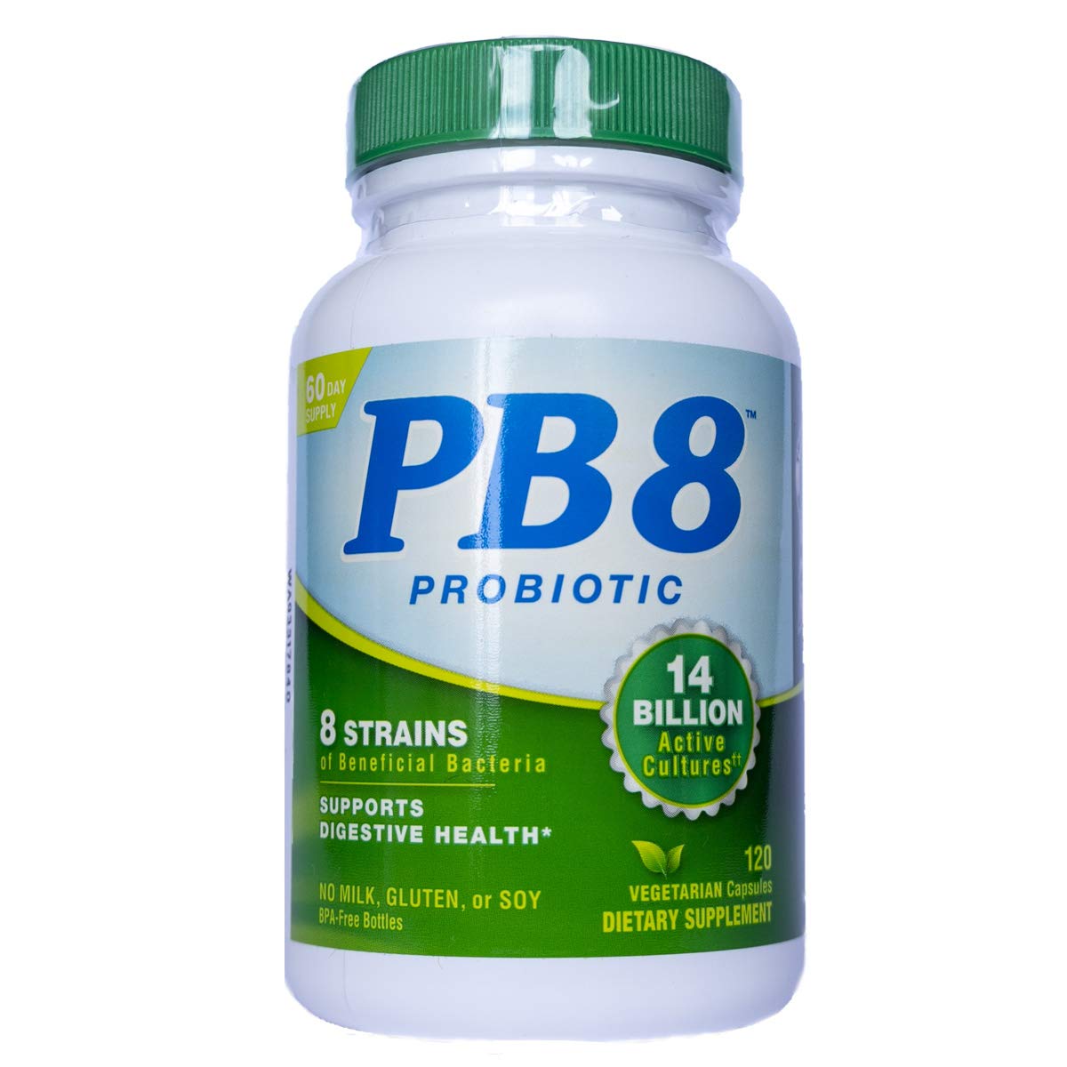 Nutrition Now Pb8 frente del envase mostrando 120 cápsulas y claridad de etiqueta