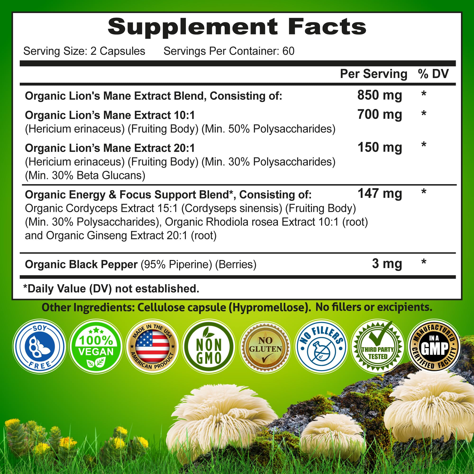Nutrition Restore etiqueta de producto con certificaciones y pruebas de laboratorio