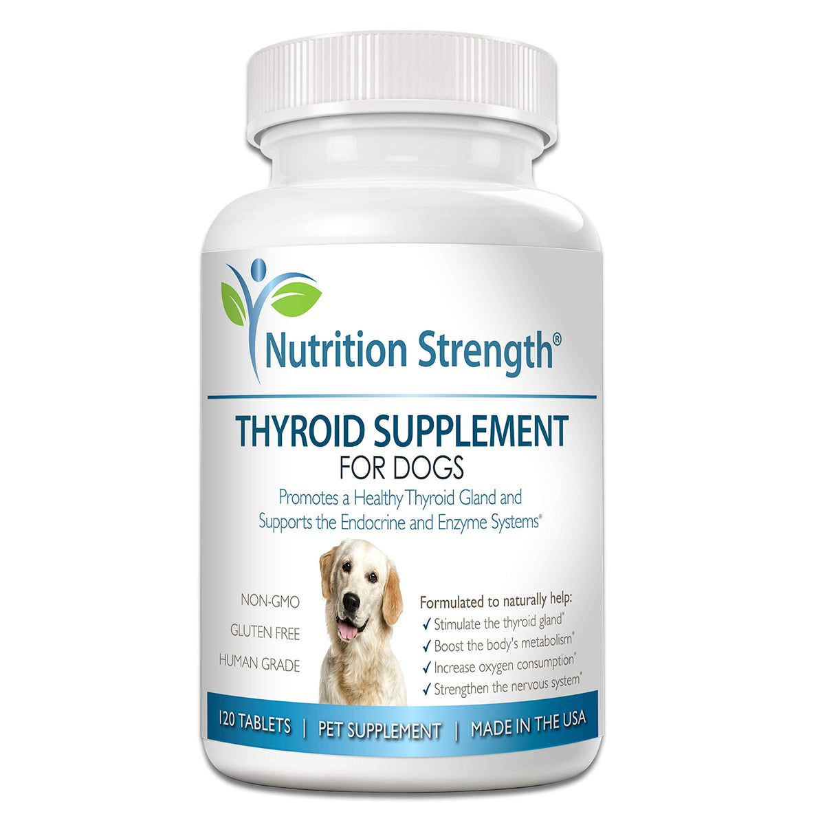 Nutrition Strength envase frontal mostrando suplementos y beneficio en tiroides