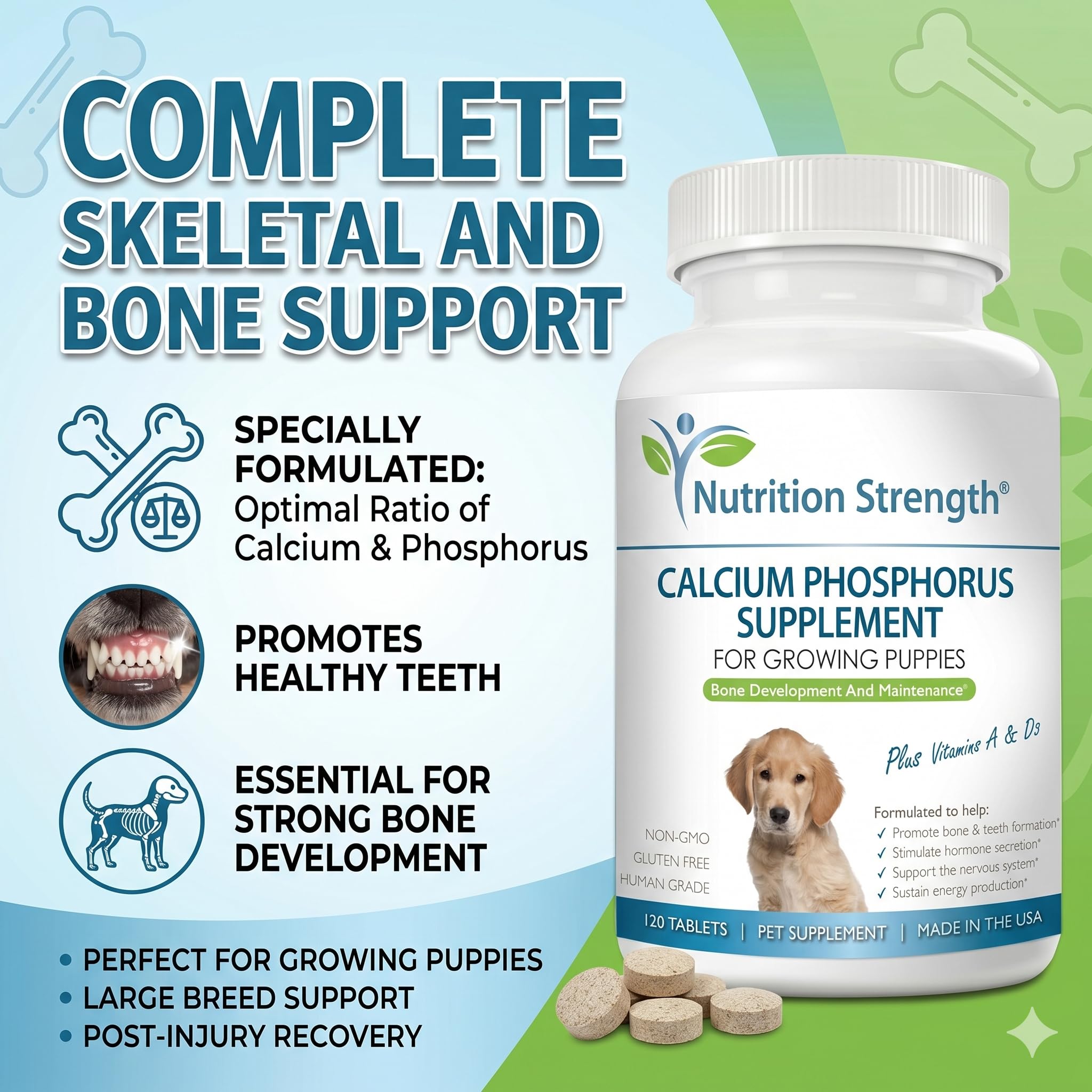 Nutrition Strength textura del comprimido destacando calidad y palatabilidad
