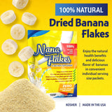 Nutritional Designs Nana Flakes sobre individual abierto listo para mezclar y transportar