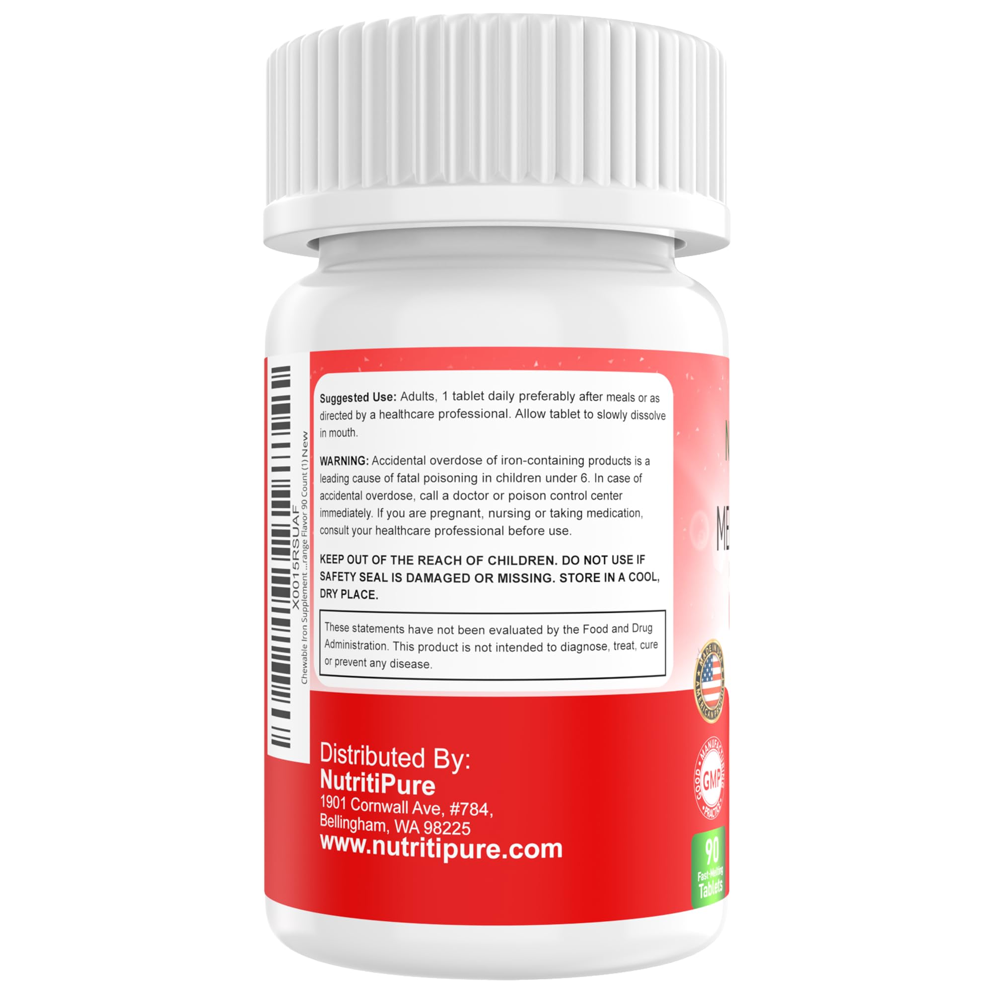 NutritiPure comparación de tamaño de la tableta junto a una moneda para referencia