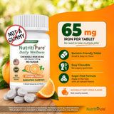 NutritiPure detalle de tableta masticable mostrando tamaño y textura fácil