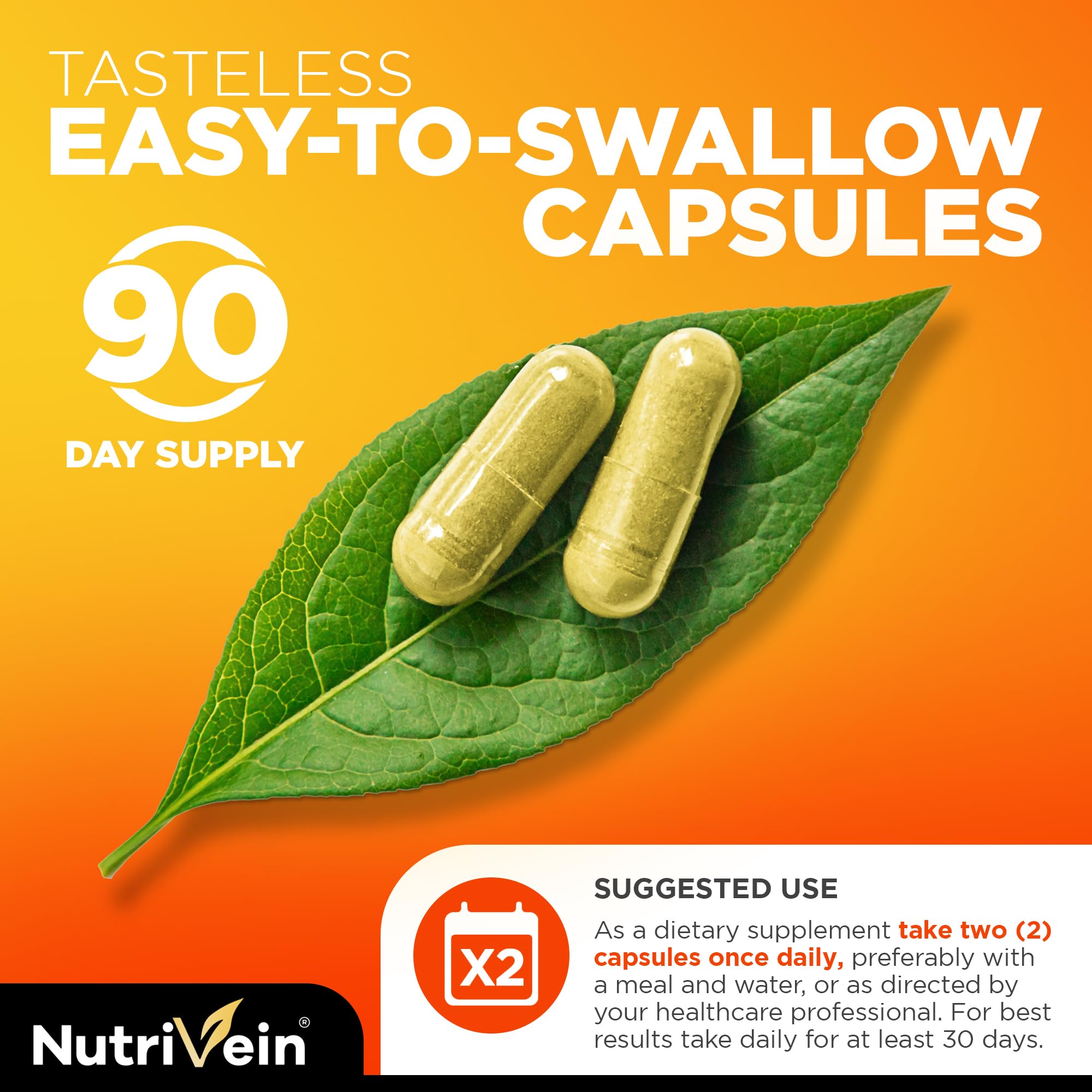 Nutrivein cápsula en mano para comparar tamaño y facilidad de ingesta