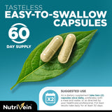 Nutrivein cápsula en mano para comparar tamaño y dosificación