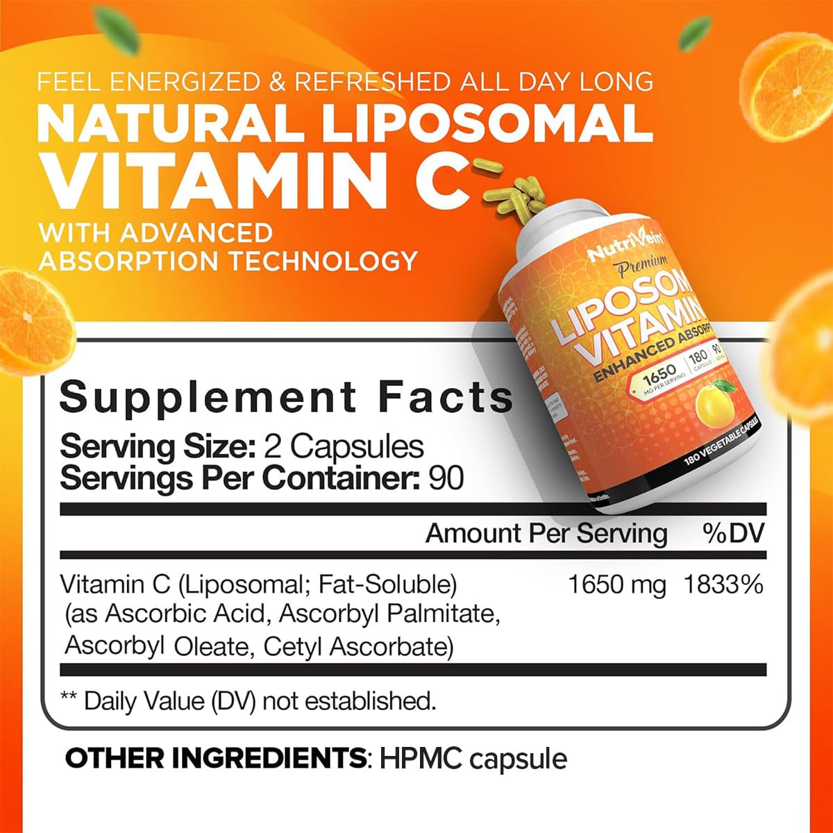Nutrivein primer plano de textura liposomal y cápsula vegana