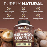 Nutrivein etiqueta con lista de 11 hongos y control de calidad cGMP