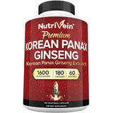 Nutrivein frasco frontal de Korean Red Panax Ginseng muestra presentación y potencia