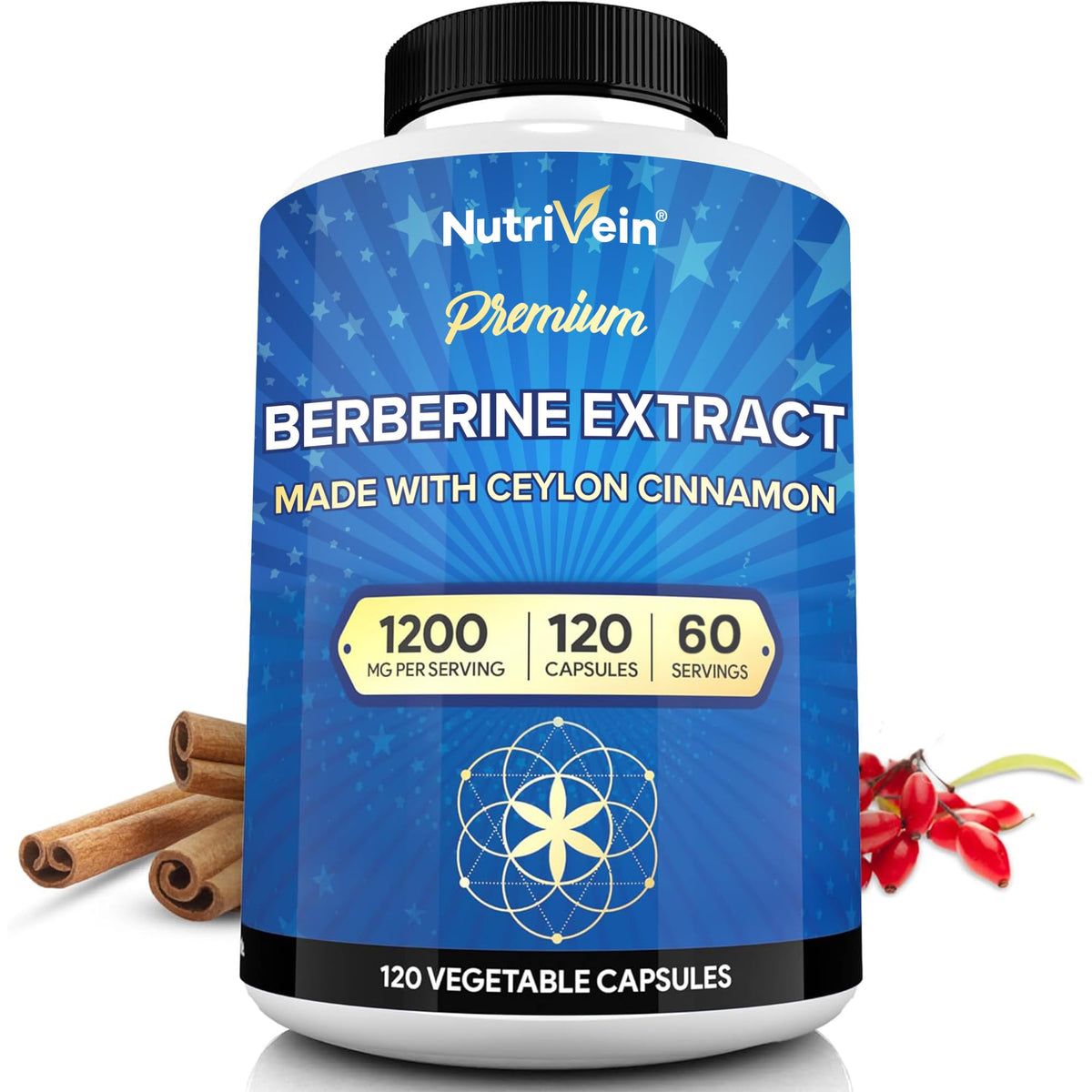 Nutrivein frasco frontal mostrando 120 cápsulas y beneficios claros