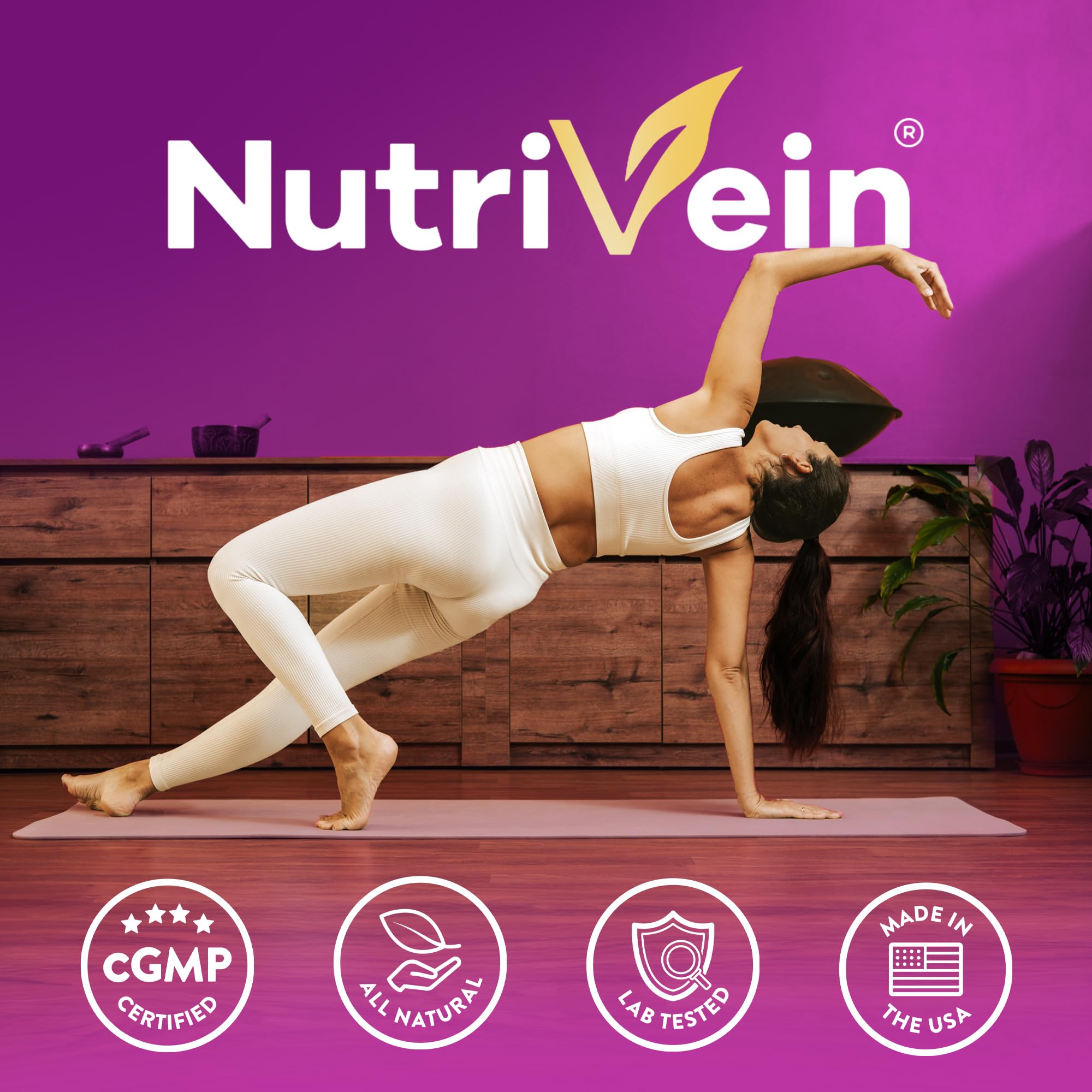 Nutrivein ingredientes botánicos (uva, açaí, té verde) mostrando origen