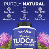 Nutrivein TUDCA+ envase abierto junto a cápsulas listas para uso