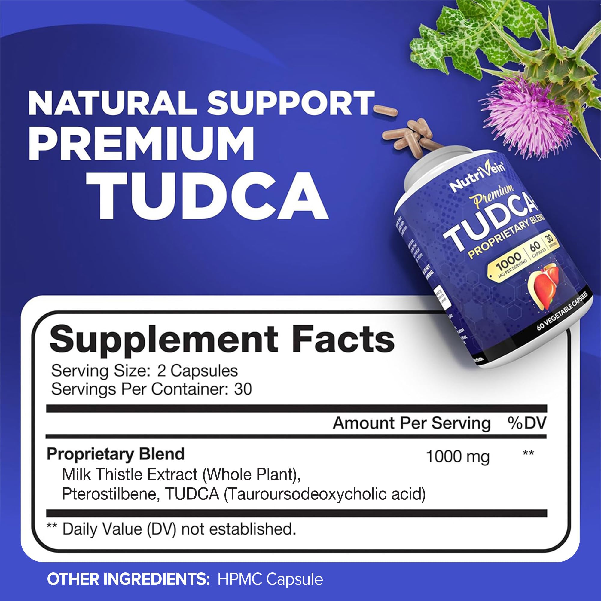 Nutrivein TUDCA+ cápsulas detalle y fácil de tomar, conveniencia diaria