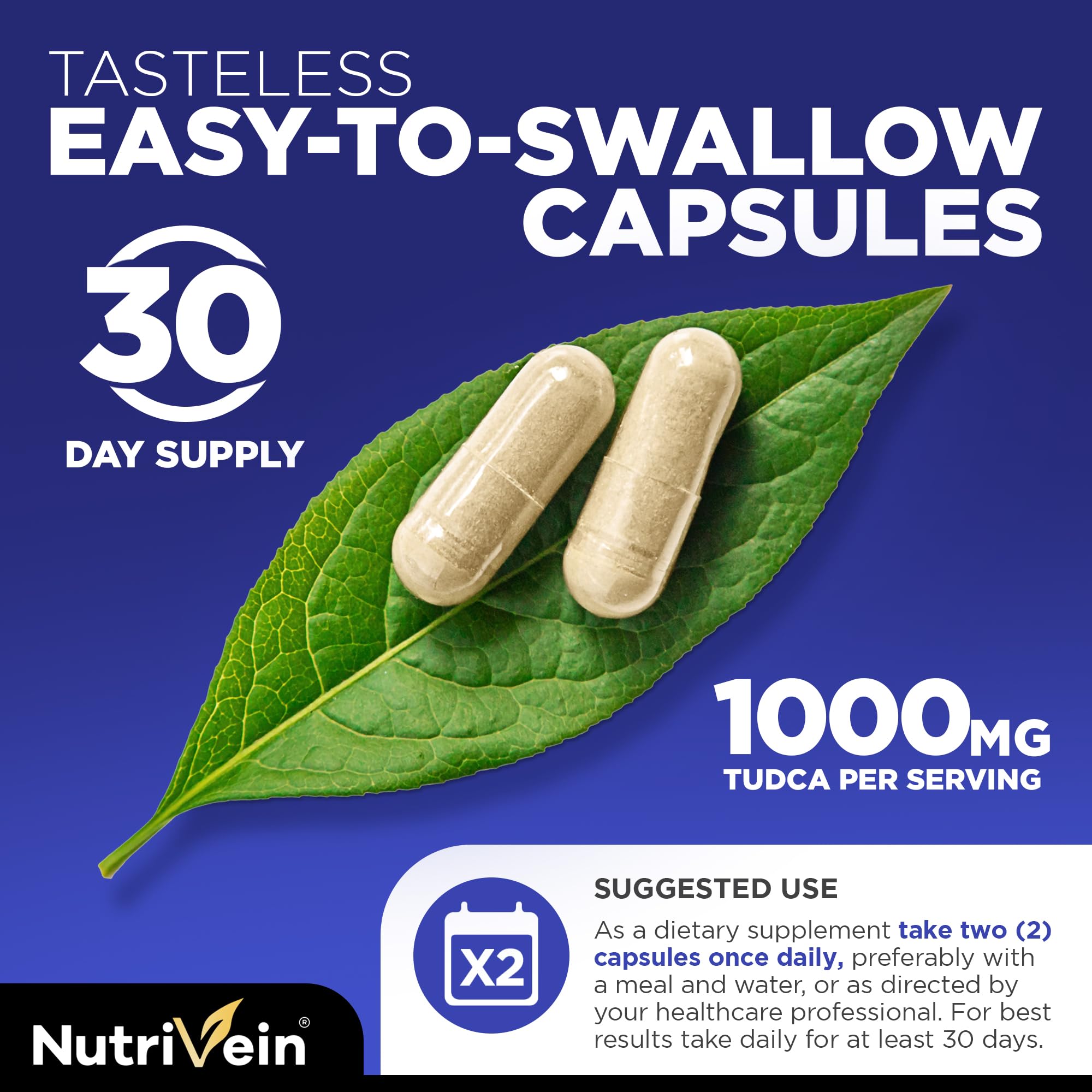 Nutrivein TUDCA+ etiqueta nutricional con ingredientes y beneficios claros