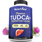 Nutrivein TUDCA+ frontal del envase mostrando la marca y dosis