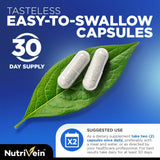 Nutrivein cápsulas junto a vaso de agua indicando uso diario práctico