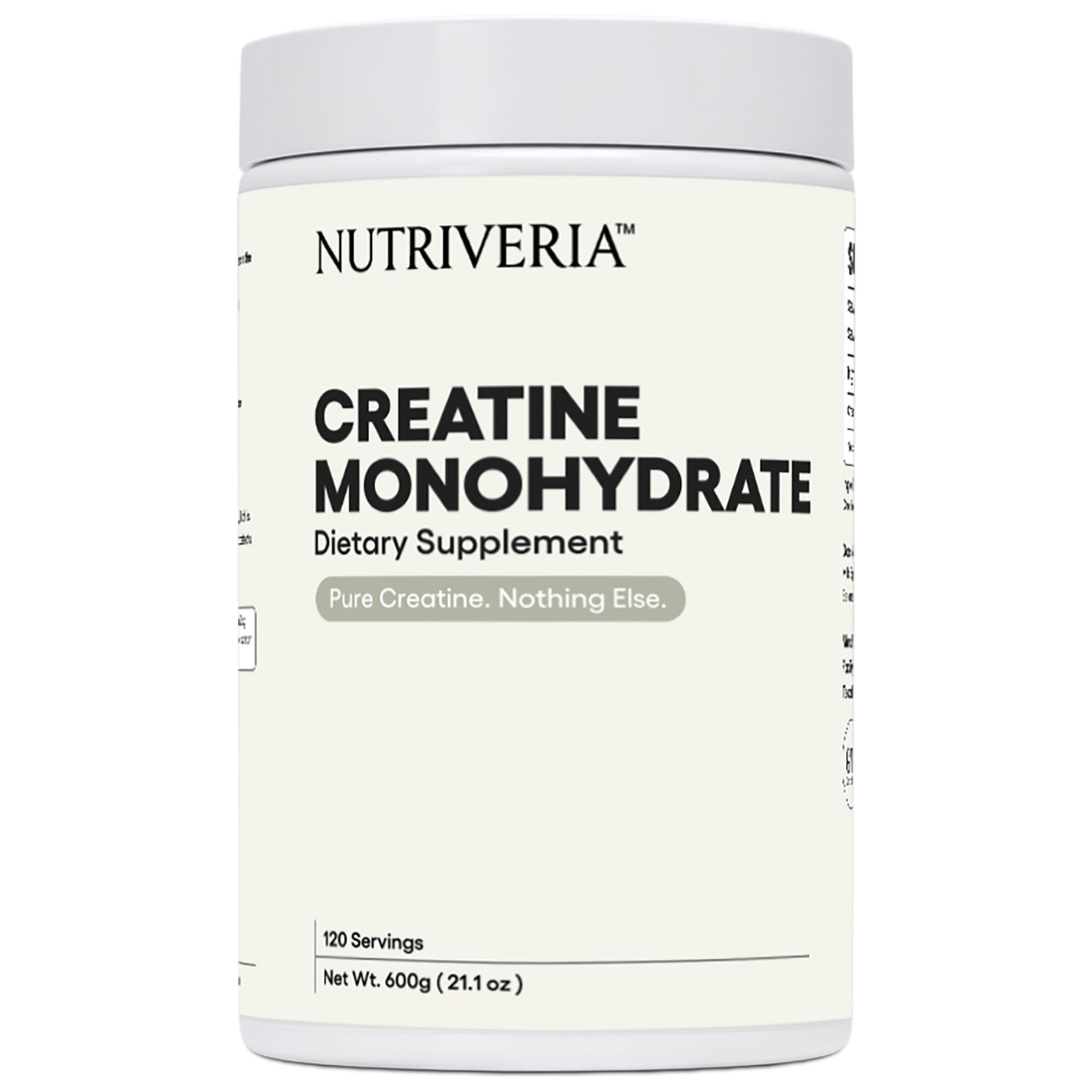 Nutriveria frasco frontal mostrando la marca y beneficio de pureza