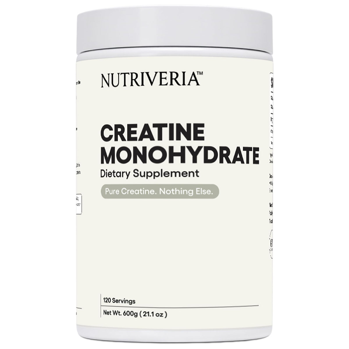 Nutriveria frasco frontal mostrando la marca y beneficio de pureza