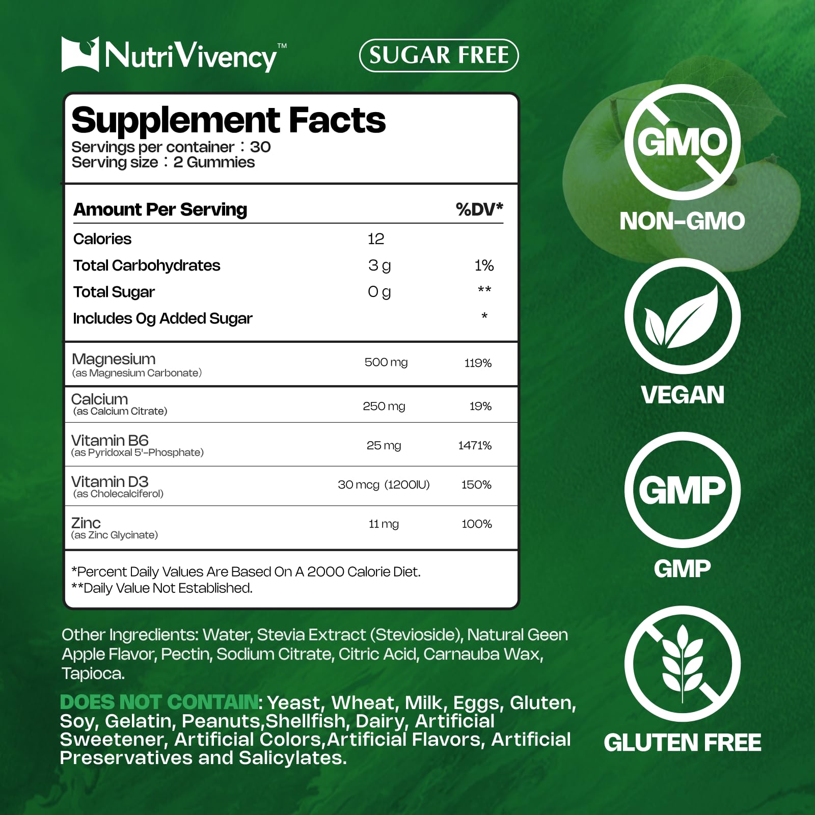 NutriVivency montón de gominolas resaltando la dosis de magnesio