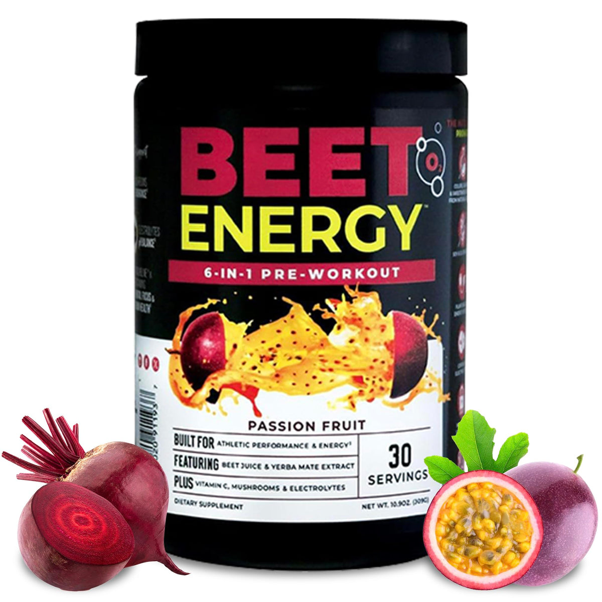 Nutrology envase frontal mostrando Beet Energy O2 y beneficio de energía natural