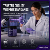 NutroVate caja y frasco mostrando sello GMP y fabricación en USA