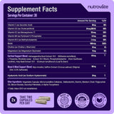 NutroVate etiqueta de información nutricional y lista de ingredientes segura