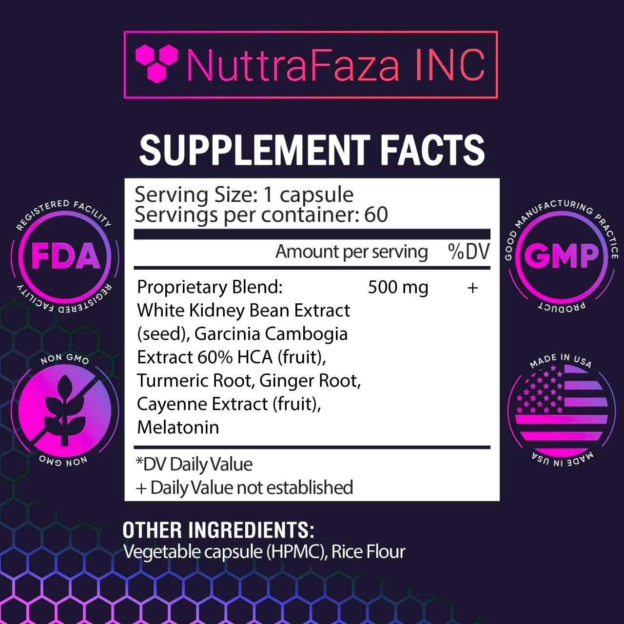 NuttraFaza INC etiqueta con ingredientes para transparencia y confianza
