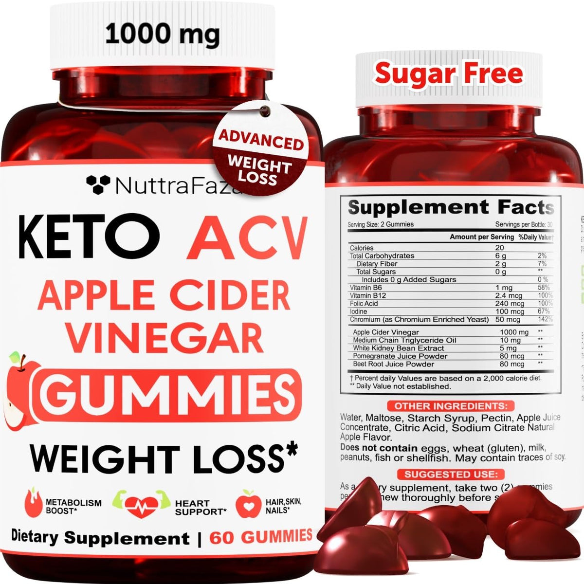 NuttraFaza envase frontal de Keto ACV Gummies mostrando presentación y facilidad de uso