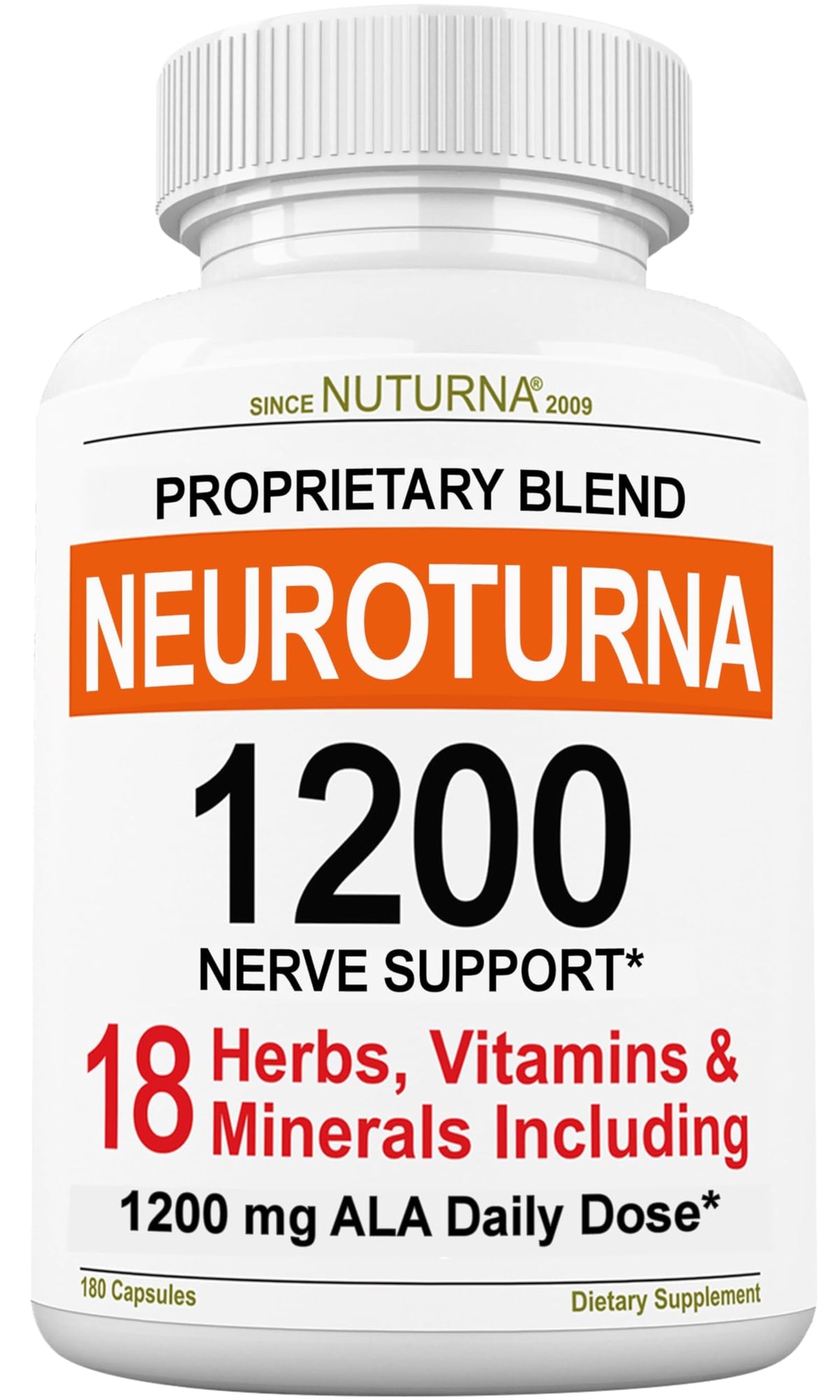 Nuturna Neuroturna vista frontal mostrando el envase y su beneficio de fórmula completa