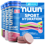 Nuun paquete frontal con colores de sabores, muestra portabilidad y conveniencia