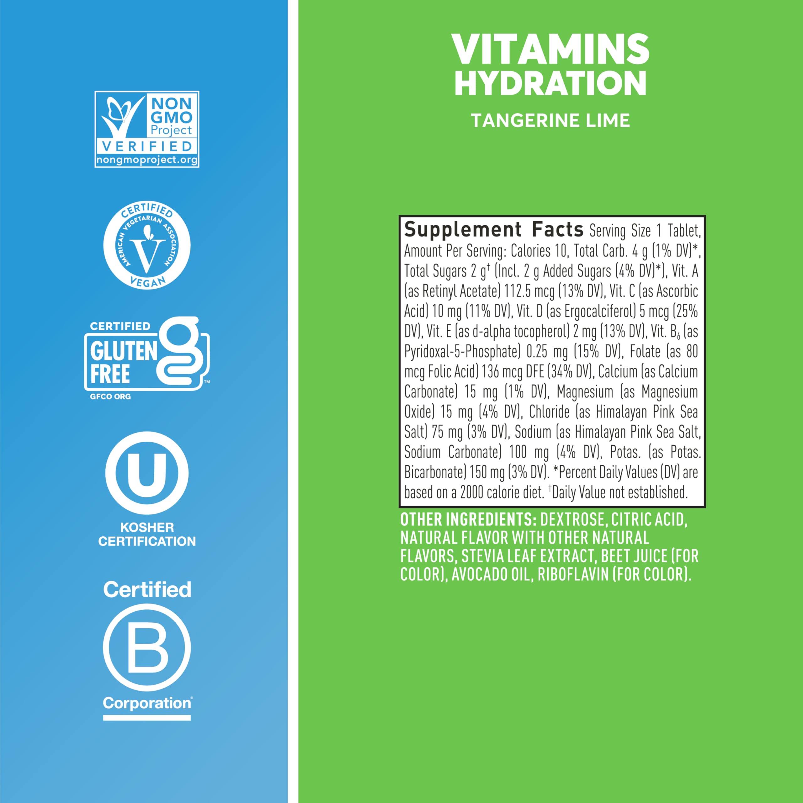 Nuun etiqueta nutricional legible, información de electrolitos y vitaminas
