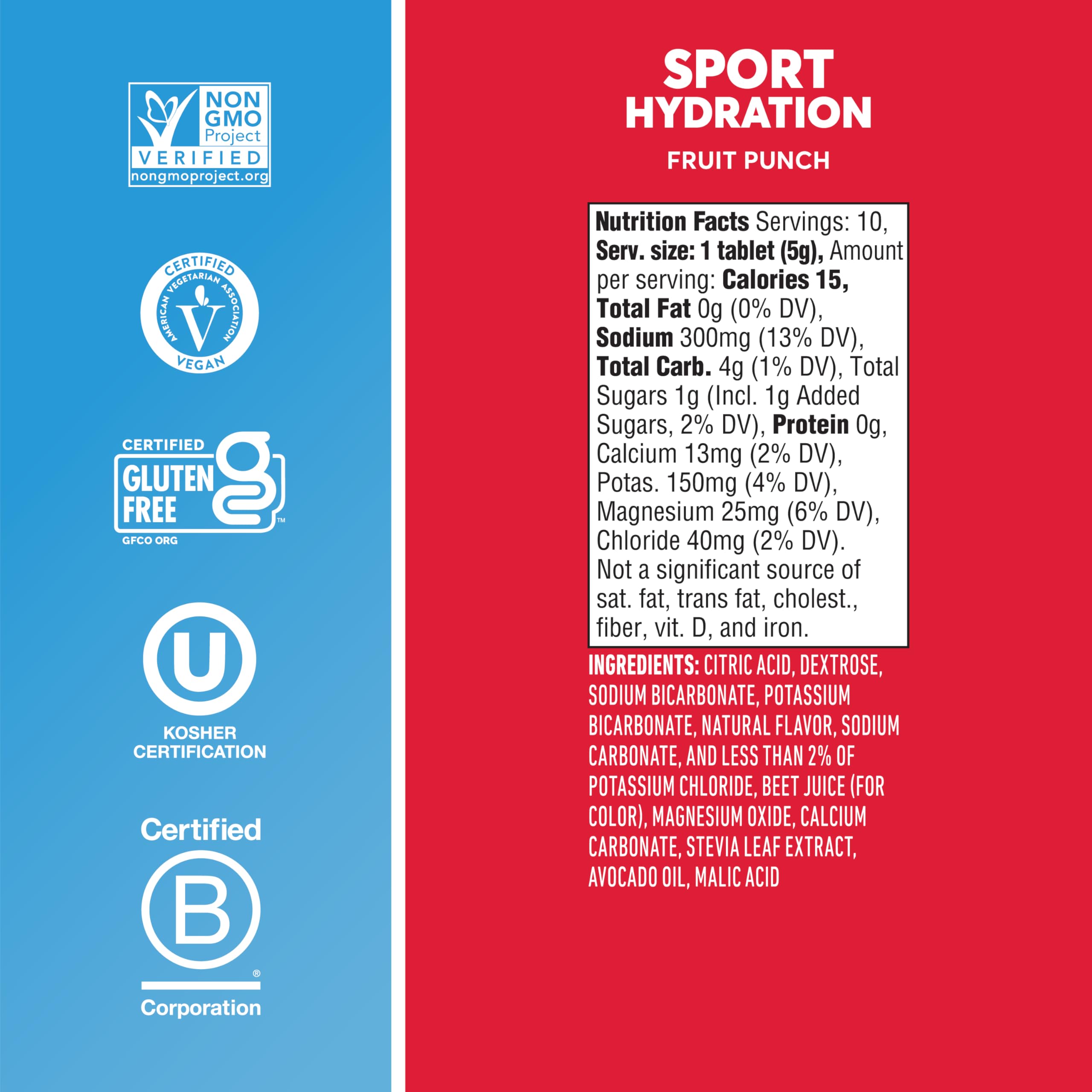 Nuun etiqueta con lista de electrolitos y beneficios claros