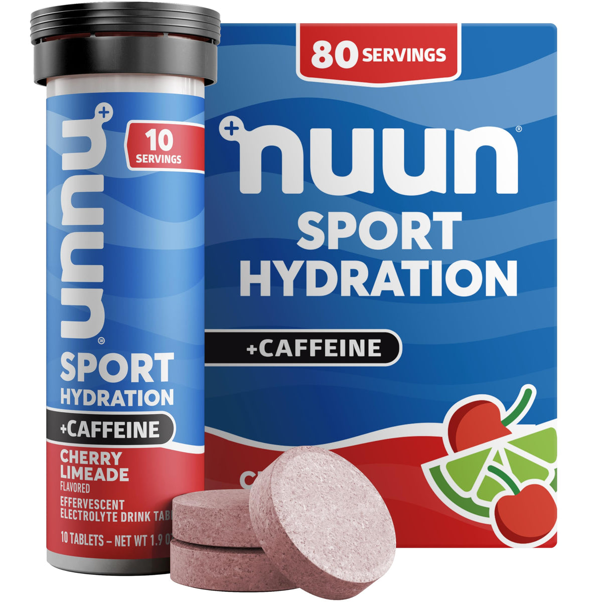 Nuun frente del tubo Cherry Lemonade mostrando diseño y conveniencia