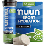 Nuun empaque frontal Fresh Lime mostrando tubos y porciones, hidratación portátil