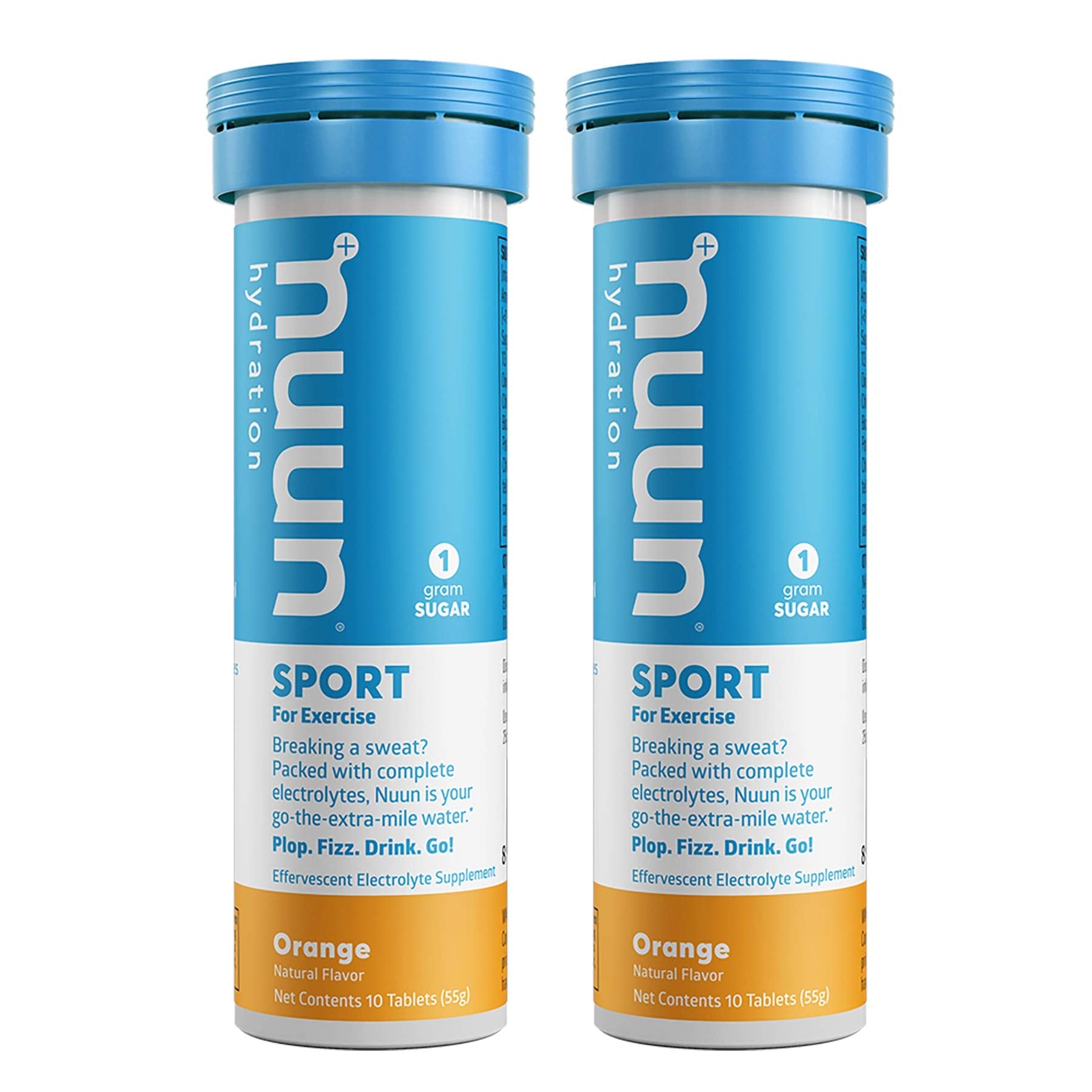 Nuun envase frontal Bev Tube Orange mostrando portabilidad y claridad del producto